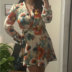 Boohoo Multicolor Floral Wrap Dress